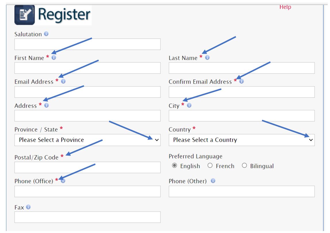 Complete the mandatory fields marked by red asterisks.