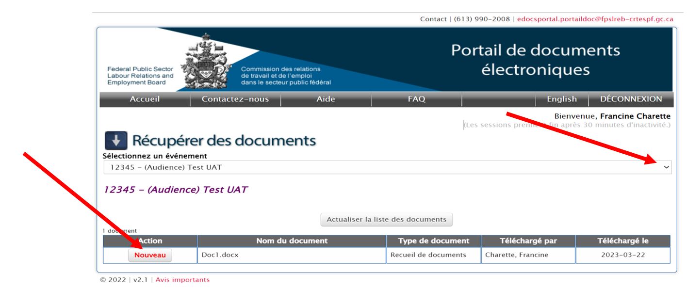 Sélectionnez le document